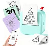 LabelCenter Mini Imprimante Thermique Portable sans Encre - Imprimante de Stickers Bluetooth, Compatible avec iPhone & Android, pour Cadeaux, Carnets, Codes QR, 1 Rouleau Inclus, M02L Grün