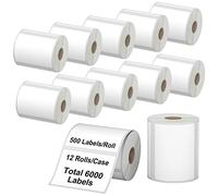 Labelchoice Lot de 12 rouleaux de 6 000 étiquettes d'expédition thermique directe à 3 épreuves - Noyau de 2,5 cm - Compatible avec Zebra LP2844 ZP450 ZP505 ZD420 GX430T GK420T ZT410 ZD421 et Rollo