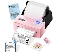 LabelCreate Imprimante d'étiquettes thermiques Bluetooth avec porte-étiquettes, imprimante d'étiquettes d'expédition rose 4 x 6 pour petites entreprises, compatible avec téléphone iOS Android