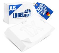Labelident Étiquettes d'expédition sur feuille DIN A5, blanches, 210 x 148 mm, 1 000 étiquettes en papier sur 1 000 feuilles, étiquettes d'expédition autocollantes A5 pour DHL, DPD, Fedex, GLS, Hermes