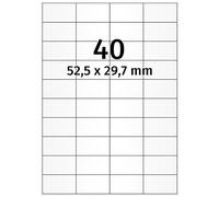 Labelident Inkjet Lot de 4 000 étiquettes autocollantes en papier format A4 avec revêtement à jet d'encre Blanc brillant 52,5 x 29,6 mm