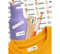 Labelino® Lot de 88 étiquettes nominatives personnalisées, pour enfants, vêtements et objets à l'école et à la crèche, autocollantes, imperméables et lavables en machine, nom au choix de Labelino®