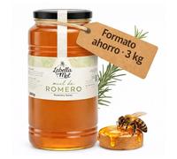 L'Abella Mel | Miel Pur de Romarin 100% Naturel | Miel de Romarin Sans Additifs Ni Sirop Ajouté | Récolte Manuelle par Apiculture Familiale Depuis 4 Générations | Pot 3 kg