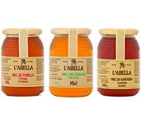 L'Abella Mel - Pack 3 pots de Miel d'Amande, Fleur d'Oranger et Thym -100% Naturel | Miel d'abeille pur - Collecté artisanalement sur la Costa Blanca, Espagne - Sans gluten - 1500g