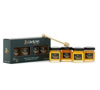 L'Abella Mel - Pack de 4 miels avec une cuillère de miel pur de l'abeille - Récolté à la main dans la vallée de Jalón, Costa Blanca, Espagne - Sans gluten - 50g chacun, Total : 200g