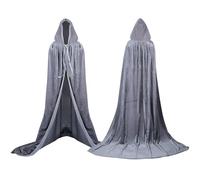 Labellevie Cape à capuchon Longue Velvet Adulte Unisexe Déguisement Costume Halloween - Gris - Taille S