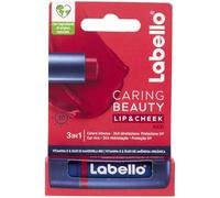Labello Caring Beauty Lip & Cheek Red 4.8 g, Beurre à lèvres et joues avec une note de couleur rouge, Baume à lèvres coloré et blush stick 2 en 1, Baume à lèvres hydratant avec protection SPF 30