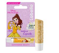 LABELLO Baume à lèvres Édition Limitée Disney Princesse Belle Vanilla Cupcake 1x 4,8g - Stick à lèvres hydratant pour enfants - Baume parfumé à la vanille