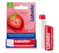 LABELLO Strawberry Shine (1 x 5,5 ml), Baume à lèvres enrichi en huiles naturelles et vitamines C & E, Soin des lèvres Hydratation longue durée pendant 24H
