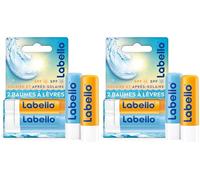 LABELLO Lot de 4 stick à lèvres (2 x 5,5 ml), Sun Protect FPS 30 & Hydro Care FPS 15, 2 baume à lèvres protection UVA/UVB & hydratation 24 h, baume enrichis en vitamines C & E