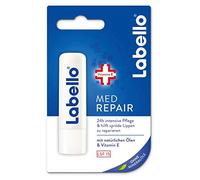 Labello Med Repair Lot de 4 crayons de soin pour les lèvres avec protection solaire (LSF 15) et vitamine E pour une protection intense des lèvres sans huiles minérales