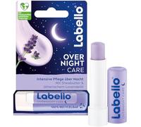 LABELLO Overnight Care Baume à lèvres au beurre de karité et huile essentielle de lavande pour des lèvres douces le matin, baume à lèvres pour un soin de nuit de 8 h (4,8 g)