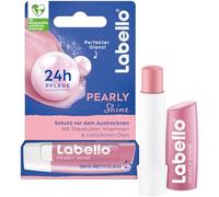 Labello Pearly Shine Baume à lèvres avec brillance nacrée scintillante pour 24 h, baume à lèvres nourrissant au beurre de karité et aux huiles naturelles (4,8 g)