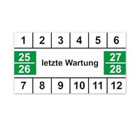 LabelTec LTB001 Lot de 100 autocollants d'entretien pour dernière maintenance - 33 x 18 mm - Étiquettes d'entretien - En vinyle - Blanc et vert