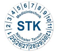 LabelTec LTE001 Lot de 50 plaques de test pour technique médicale STK prochain rendez-vous 2025-2030 Diamètre 30 mm Étiquettes de contrôle Vinyle PVC Film autocollant imperméable