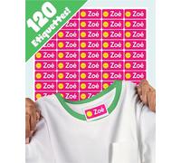 LabelTiger® Étiquettes Autocollantes Personnalisées pour Enfants - 120 Pièces - Aucun Repassage Requis, Résistantes à la Machine à Laver - Idéales pour Crèche, École, Vêtements & Objets - Rose
