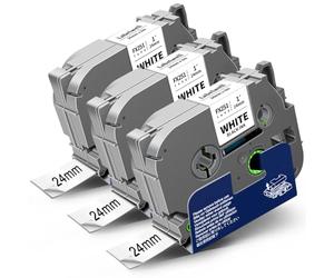 Labelwell 3x Ruban d'étiquettes Flexible Compatible pour Brother TZe-FX251 TZeFX251 TZ-FX251 24mm Ruban Noir sur Blanc pour Brother PT-P710BT PT-P700 PT-E500VP PT-P750W PT-D600VP PTH500 P900 PTP900W