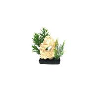 LABEO-Céramique avec 1 trou et 2 plantes artificielles 18 cm