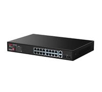 Labgear Commutateur réseau Gigabit PoE à 16 Ports, portée de 300 m, concentrateur répartiteur Ethernet Haut débit Non géré avec portée étendue, monté sur Bureau ou Mural, boîtier en métal Durable