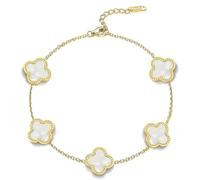 LaBling Bracelets en forme de trèfle pour femme | Bracelets dorés à quatre feuilles | Joli cadeau de bijoux, Grand, Acier inoxydable, Perle de nacre