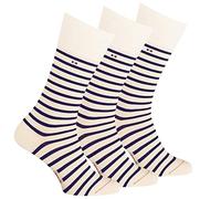 Labonal. Chaussette. Marinière LOTx3, Coton. Ecru. 42/43 FABRIQUE EN FRANCE