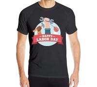 Labor Day American Flag Men's Short Sleeve Shirts Quick-Drying Fitness Training Tees Manches Courtes(3X-Large)