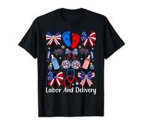 Labor Delivery Nurse Patriotic 4th Of July American Flag Tee T-Shirt