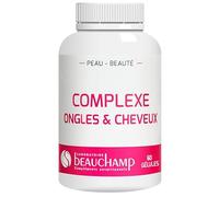 Laboratoire Beauchamp - Complément alimentaire COMPLEXE ONGLES & CHEVEUX - 60 gélules - Ortie, Prêle, MSM, zinc, vit B5, B6, B8 - Beauté et vitalité des ongles et des cheveux - Développé en France