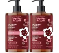 LABORATOIRE CHÂTEAU ROUGE - Gel Lavant Unifiant - Soin Nettoyant Hydratant - Monoï - Peau Éclatante - 750 ml (Lot de 2)