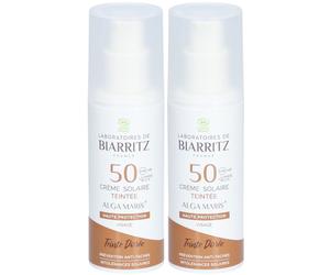 Laboratoire de Biarritz Crème Solaire Teintée SPF50 - Dorée Maquillage 2x50 ml