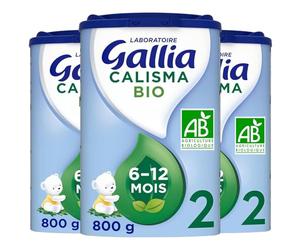 Laboratoire Gallia - Calisma 2 BIO - Lait Bébé 2ème âge - Lait Infantile Bio de 6 à 12 Mois - en Poudre - Sans Huile de Palme - Lot de 3x800g