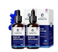 Laboratoire Moavita - Bleu de Méthylène 1% - Lot de 2 x 100ml (200ml) - Solution Pure | Ultra Haute Pureté USP ≥99% | Fabriqué et Testé en Allemagne | Flacon Verre Ambré avec Pipette