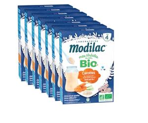 Laboratoire Modilac - Céréales Bio Sans Sucres Ajoutés*** - Dès 4 mois - 250g - Lot de 7 (250 g (Lot de 7), Riz carottes)