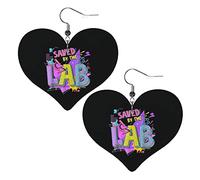 Laboratoire semaine 2023 sauvé par le laboratoire boucles d'oreilles en cuir pour femmes balancent boucle d'oreille goutte coeur pendentif avec crochet cadeaux pour fille adulte
