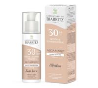 Laboratoires de Biarritz - Crème Solaire Visage Teintée Ivoire - SPF30 - ALGA MARIS® Certifiée Bio - Protection Anti-UVA/UVB et Lumière Bleue - 50 ml - Fabriquée en France (Étui Allemand Espagnol)