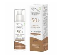 Laboratoires de Biarritz - Crème solaire teintée visage - Or - Certifié Bio SPF50 - Hydratée, mate pour un éclat sain - 50 ml - Made in France
