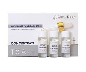 Laboratoires DermEden -Concentré Anti-Taches TXA 3x10 ml- Elimine et réduit l'apparition de taches pigmentaires - Régule le processus de la mélanogenèse- Texture sérum maillage- Fabrication Française