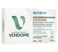 LABORATOIRES VENDÔME - NUTRI V+ - Pain Dermatologique Huile D'Abricot - Corps & Visage - Nettoie En Douceur & Nourrit - pH Neutre & Sans Savon - Haute Tolérance - Peaux Sèches À Très Sèches - 100g
