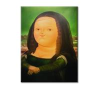 LABORATORIO 102 Tableau sur toile Fernando Botero La Gioconda Mona Lisa 1978 (40 x 60 cm) - Impression murale artistique avec cadre classique 2 cm Bois sapin - Tableau moderne prêt à accrocher