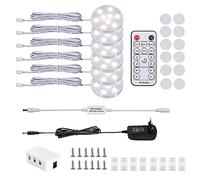 LABOREDUCER Eclairage variable sous l'armoire cuisine, 12V 6 pièces éclairage d'armoire avec télécommande, éclairage sous l'armoire cuisine LED pour bibliothèque, vitrine, étagère (4000K)