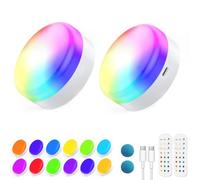 LABOREDUCER Lot de 2 ampoules sans fil 3000 mAh à intensité variable - 12 RVB + CCT - Changement de couleur - Ampoule LED E26 non câblée - Pour lampe murale, lampe de table