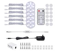 LABOREDUCER Lumières de dessous de placard avec télécommande, spots LED de cuisine à intensité variable, éclairage d'étagère à brancher, lumières de placard (6500K)