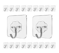 LABOTA Crochet Adhesif Mural Salle de Bain, 20PCS Crochets Adhesifs Muraux de Cuisine avec Crochets Inoxydable Serviette de Bain Utilitaire Crochet Adhésif Plafond(Transparent)