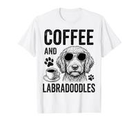 Labradoodle Funny Coffee and Labradoodles T-Shirt Graphique avec Valeur, Homme, Blanc, M
