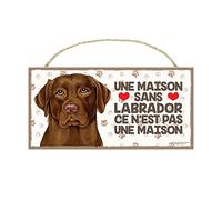 LABRADOR CHOCOLATE (37) Affiche Decoration Murale. Panneau Bois. Inscription avec votre animal préféré. Panneau Decoratif pour votre maison. Pancarte avec un chien.