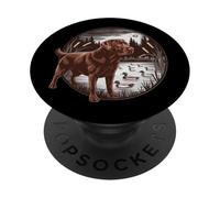 Labrador de chasse au chocolat, laboratoire, chien, attendant des canards PopSockets PopGrip Adhésif