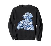 Labrador Floral avec Fleurs Chinoiserie Bleu Toile Art Chien Sweatshirt