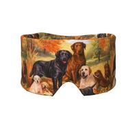 Labrador Golden Retriever d'automne remerciant,Masque pour les yeux bloquant la lumière Cache-yeux et cache-oreilles pour le sommeil