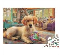 Labrador Retriever 1000 Pièces Puzzle Impossible Belle Décoration Familiale Labrador avec Boule colorée Puzzle Jouets De Jeu pour Adultes Et Enfants 70x50cm/1000pcs