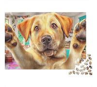 Labrador Retriever 1000 Pièces Puzzle Impossible Belle Décoration Familiale Yellow Labrador ondulant Puzzles Jouets De Difficiles pour Adultes Et Enfants 70x50cm/1000pcs